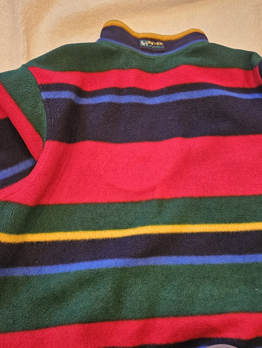 Vintage Ebtek Eddie Bauer Mens Pullover L Fleece Half Zip Striped XXXL - Picture 9 of 10